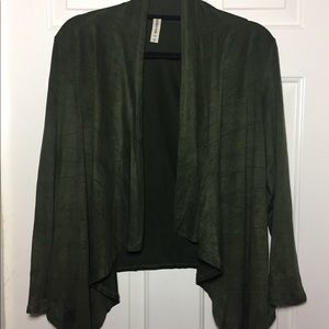 Dark green faux suede cardigan